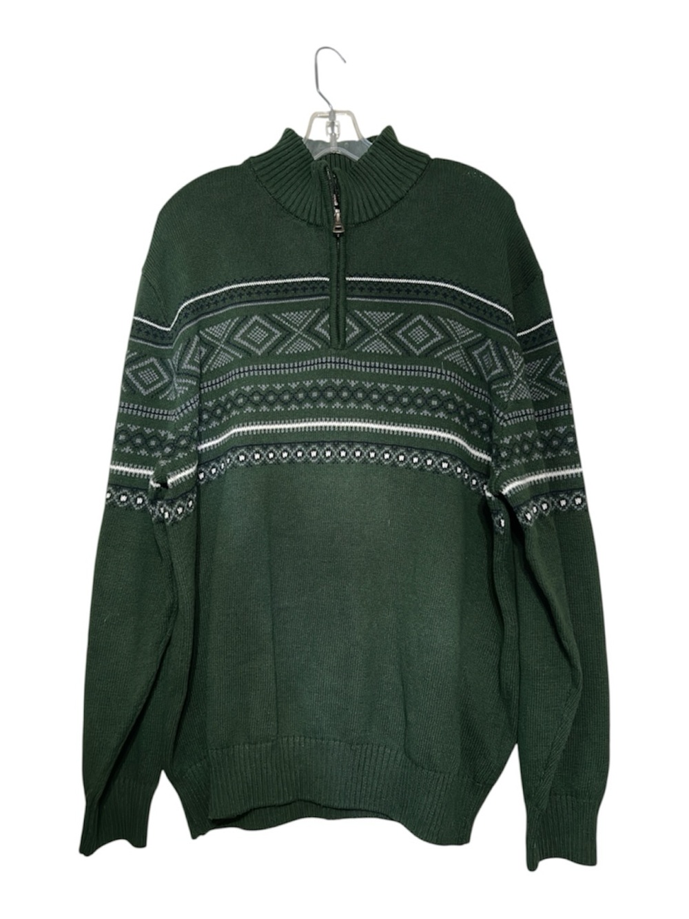 Weatherproof Dark Green Fair Isle Half-Zip Sweater